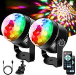 Litake Disco Lights, 2PCS Newest 6W 7 Color Changing DJ Lights RGB+Pink Yellow White Remote Control Sound Activated USB Stage Strobe Magic Disco Ball for Cars Xmas Party Pub Wedding