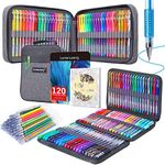 LANRENWENG 240 Pack Gel pens Set 120 Colored Gel Pen with 120 Refills, Fine Tip Glitter Gel pens for Adults Coloring Books Drawing Crafts Scrapbooks