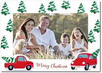 Iconikal Christmas Photo Frame Greeting Cards with Envelopes, Red Truck, 15-Count