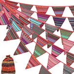 Tatuo 49.2 Feet Floral Pennant Banner 45 Pieces Bohemian Fabric Triangle Flag 14 Patterns Vintage Bunting Banner Garland Retro Fabric Hanging Pennant with Bundle Bag for Wedding Birthday Home Party