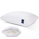 ACCURATEX Hybrid Pillow for Sleeping, Adjustable Shredded Memory Foam Pillow Core with Fluffy Down Alternative Fill Removable Cotton Cover, White, Standard/Queen