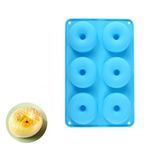 Silicone Donut Moulds,Food Grade Silicone Non-Stick 6-Well Donut Mould for households and Dessert Shops(Blue)