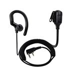 HYS G Shape Radio Earpiece 2 Pin Ear Piece with mic Compatible for Kenwood Baofeng UV5R Walkie Talkie, Two Way Radio Headset for Security Police