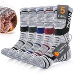 Benirap Mens Thermal Socks Warm Thick Socks Breathable Cushion Crew Work Socks Winter Athletic Socks Performance Sports Hiking Walking Running Socks(5 Pairs)