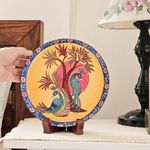 RITUALISTIC Gondh Art Single Wall Plate 10 Inch with Stand | Wall Arts For Home Decoration, Living Room, Bedroom, Office Decor | Aesthetic Room Decor Items | Wall Hanging Showpiece