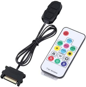 DS Mini ARGB PC Fans Controller Kit for Rainbow Case Fans, PC Rainbow LED Strip, Computer ARGB Fans (3-Pin, 14 Key Remote, SATA Power, 4th Gen, B Series)