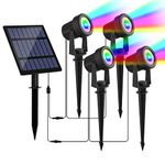 NATPOW RGB Solar Spotlights, Solar Spotlights Outdoor Garden, Solar LED 4-in-1 Landscape Lights, Color Changing Waterproof Garden Lights, Auto ON/Off Spot Lights for Yard, Garden, Driveway, Pool