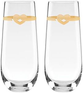 Kate Spade New York Love 2-Piece Stemless Toasting Flutes, 0.75 LB, Clear