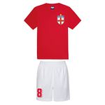 Personalised England Style Kit Red Football Shirt, White Shorts, for Girls and Boys Best Birthday Gift for Children Kids Playwear (3-4 Years)