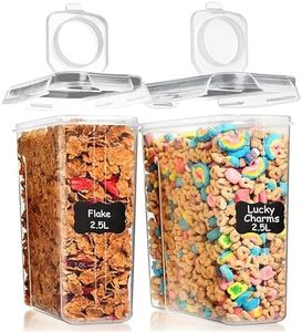 Shazo 2 Pack (15.4 Oz Cereal Capacity) Small Airtight Cereal Containers Storage with Lids, Perfect Space Saving BPA-Free Plastic Container, Pantry Organization and Canister for Rice, Sugar & Flour