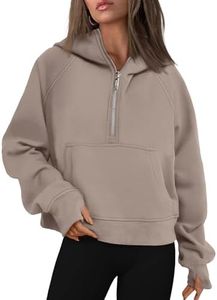 AUTOMET Womens Hoodies Half Zip Sweatshirts Fleece Jackets Tops Oversized Pullover Fall Outfits 2025 Winter Fashion Clothes CoffeeGrey XL