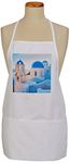 3dRose apr_149764_2 Greece, Santorini, Church Domes, Greek Architecture-Medium Length Apron with Pouch Pockets, 22 by 24-Inch