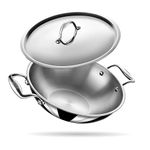 Stahl Artisan Triply Stainless Steel Kadhai with Lid,Kadai for Cooking, Stainless Steel Cookware Triply Kadai, Induction & Gas Stove Compatible, 3.3 L, 26 cm