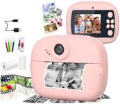 Kids Instant Print Camera – Mini Digital HD Photo & Video Camcorder with Games | Fun Learning Toy for Boys & Girls Ages 4-18 | Includes 2 Print Rolls – Ideal Gift for Kids (Pink)
