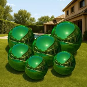 VEBESYET Green 6PCS Inflatable Mirror Ball Set Reusable Big Shinny Balls Large Event Decoration Balloon PVC Disco Bubble Balloon with Electric Pump For Party, Wedding, Decor