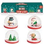 THE TWIDDLERS - 4 Mini Christmas Snow Globes in Xmas Designs for Stocking Fillers, Party Gift Bags, Festive Ornaments and Decorations for Kids & Adults - 6cm Globes (Snowman, Santa, Trees & Teddy)