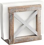 Barnyard Designs Farmhouse Napkin Holder for Table, Napkin Holders for Kitchen, Wooden Napkin Holders for Paper Napkins, Distressed Wooden Napkin Holder Dispenser, 6.75" x 5.5" (White/Brown)