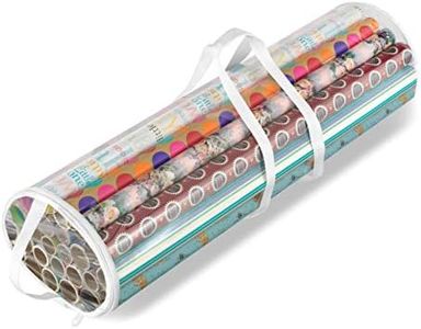 Whitmor Clear Zippered Storage Rolls Gift Wrap Organizer, 25 Count (Pack of 1), Transparent