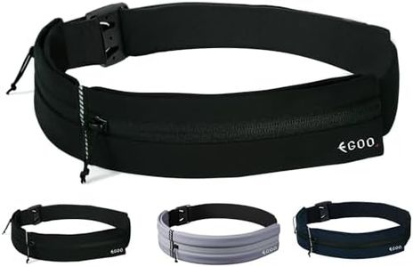 EGOO - Water Resistant Running Belt with Adjustable Elastic Strap, Lightweight Large Capacity Sports Waistpack with Dual Pockets for Running, Workout, Walking, Biking, Travel & Outdoor Activities