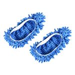 sourcing map Washable Cleaning Shoes Cover Multifunction Chenille Duster Mop Slippers Foot Socks for House Floor, Pack of 2 Blue