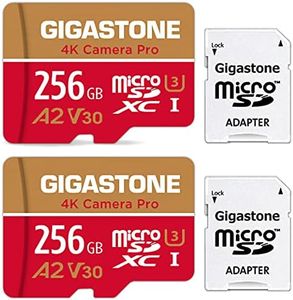 Gigastone 256GB 2-Pack Micro SD Card, 4K Camera Pro, 4K Video Recording for GoPro, Action Camera, DJI, Drone, R/W up to 100/60 MB/s MicroSDXC Memory Card UHS-I U3 A2 V30 C10