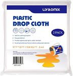 Liyaomix 2 Pack 2 Mil Plastic Drop Cloth for Painting 9ft x 12ft, Heavy Duty Plastic Painters Drop Sheet, Waterproof Plastic Painting Tarp for Floor Covering
