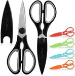 Zulay Kitchen Scissors Heavy Duty - Ultra Sharp Stainless Steel Kitchen Shears With Protective Cover - Multipurpose Food Scissors & Meat Scissors For Poultry, Fish, Herbs, & More (Black)