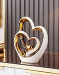 Double Heart Ornament,Double Heart Ceramic Statue,Home Decoration sculpture,Creative Home Modern Home Decoration Gift Office Living Room Decoration Collection Souvenir,Gift.