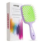 Maxmana Secret Detangler Hair brush,Detangling Brush, Massage Curl Comb for for Women, Men,Girls and Kids for Natural Curly Wet Dry Thick Straight Long Hair (PURPLE+GRASS GREEN)