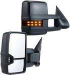 VEVOR Towing Mirrors, Left & Right Pair Set for Chevrolet Silverado (2014-2021)/GMC, Power Heated with Signal Light & LED Driving Light, Manual Controlling Telescoping Folding, Heating Defrost, Black
