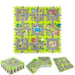 HB.YE Puzzle Mat Babies Soft Play Foam Interlocking Tiles-Kids Road Traffic Sensory Trainning Jigsaw-Children Educational Playmat Rug-Great for Bedroom Playing with Toy Cars Trucks (9 piece)