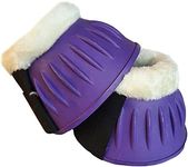 Horse Fleece Overreach Boots - Shock Absorbing Easy Fit Adjustable Bell Boots Accenting Extra Comfort Fabric for Rider Protection - Pony Cob Riding Equipment (Small, Purple)