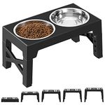 Ormalla Raised Dog Bowls, 5 Heights Adjustable Elevated Dog Bowls with 2 Stainless Dog Food Bowl Stand, Adjusts to 3.2”, 8.7”, 9.9”, 11.1” 12.2" for Large Medium Small Dogs and Pets - Black