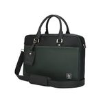 EUME Commute Laptop Bag for Men | Office Bag for Men & Women | Gift for Men | With Padded Compartment | Vegan Leather & Nylon Fabric | Fits Up to 15.6" Laptop & MacBook, 11L, Black & Forest Green