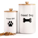 Dog Treat Container Airtight Set of 2 - 9x5" & 7x4" Ceramic Dog Treat Jars for Kitchen Counter - Large Dog Treat Jar With Lid - Dog Treat Canister Airtight - Dog Cookie Jar - Pet Treat Container Set 2