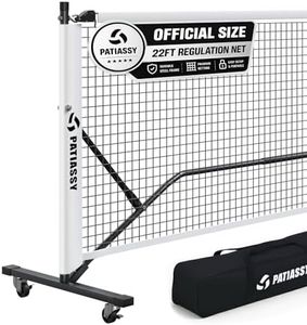 Patiassy Pickleball Net Set with Wheels and Pickleball Court Marking Kit 22 FT Regulation Size Portable Pickleball Nets with Net Tension Adjuster, 8 Sandbags for Outdoor Indoor Driveway (White)