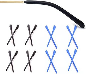 8 Pairs Eyeglass End Tips Ear Sock Pieces Anti-Slip Tube Replacement Tips Silicone for Thin Metal Eyeglass Legs,4 Black/4 Blue