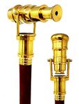 Telescope Walking Stick Costume Wooden Cane Foldable Rosewood Stick Steampunk Style (Polished Brass) e Wooden Cane