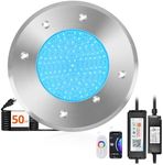 LEDIARY 6 Inch LED RGB Pool Lights for Inground Pool, AC120V 15W Underwater Swimming Pool/Spa Lights with APP/Remote Control, 50 ft Cord, Waterproof for 6" Wet Niche(Transformer& Controller Included)