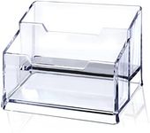 Clear Acrylic Business Card Holder,2 Tier Premium Acrylic Clear Business Card Holder Stand for Desk Fits 100 Business Cards