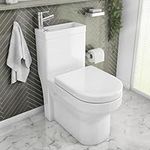 AFFINE® 2 in 1 Toilet Basin Combo Combined Toilet and Sink Space Saving Cloakroom Unit One-Piece Toilet Inc Tap + Waste