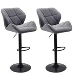 WangPangzi Barstool, Set of 2 Velvet Bar Stools, Adjustable High Bar Stools with Footrest, Counter Chairs for Kitchen Islands/Home Bar, Swivel Gas Lift/Steel Base(Dark Grey)