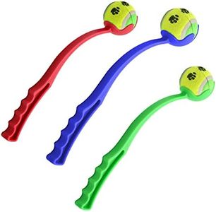 3X Lanceur de Balle pour Chien avec 3X balles de Tennis imprimées Pattes, Blaster de Balle, Jeu de Lancer pour Animaux de Compagnie, Jouets pour Chiots, ramassage et Lanceur de Balle pour Chien