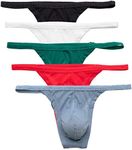 Summer Code Mens Striped Thong Microfiber Stretch Underwear Pack, 5-pack Assorted, Small