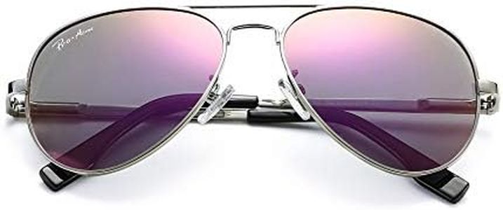 Pro Acme Polarized Aviator Sunglasses for Men and Women 100% UV Protection, 58mm (Silver Frame/Purple Mirrored Lens)