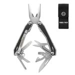 Swiss+Tech Multi Tool Pliers 16-in-1, Multi-Tool Stainless Steel, Multifunctional Pliers, Foldable Multitool Tool with Scissors, Bottle Opener, Ideal for Hiking, Camping, Repairing with Carry Bag