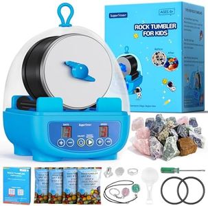 KomeStone Rock Tumbler for Kids & Beginners, K5 Noise-Reducing Rock Polisher Kit with Timer, 3-Speed Control & Memory Function, Complete Stone Tumbling Kit with Gems & Accessories – A Fun STEM Gift