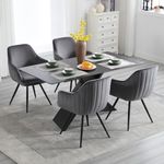 BFZ Swivel Dining Chairs Set of 4, Velvet Dining Chairs with Tufted Back, Modern Dining Room Chairs, Upholstered Kitchen Chairs for Dining Room, Kitchen, Vanity, Living Room