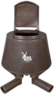 BOSS Buck Hunting Durable Lightweight Plastic Windproof Waterproof Gravity Feed Deer Post Feeder with 4 Removable Tubes and Lid, 200 LB