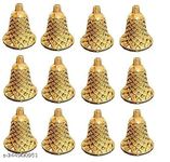 Jayy Enterprise Plastic Hanging Bells Party Decoration 2.5inch Jewelry Ornament Light Golden Home Decor Christmas Tree Decoration DIY Crafts| Embossed Plastic Jingle Bells –30 pcs